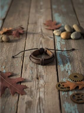 Hand Crafted Brown Layered Leather Bracelet
